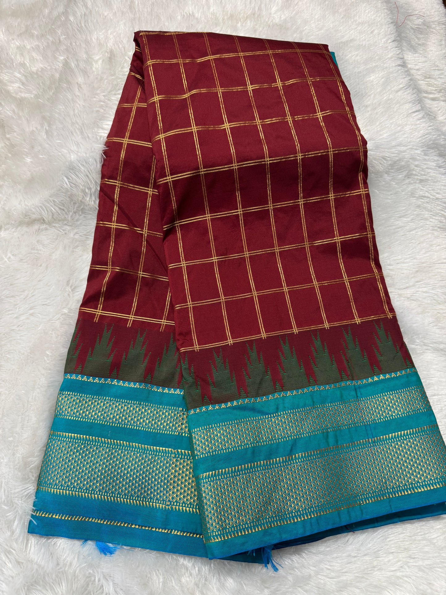 Narayanpet pattu checks saree-SR1248A