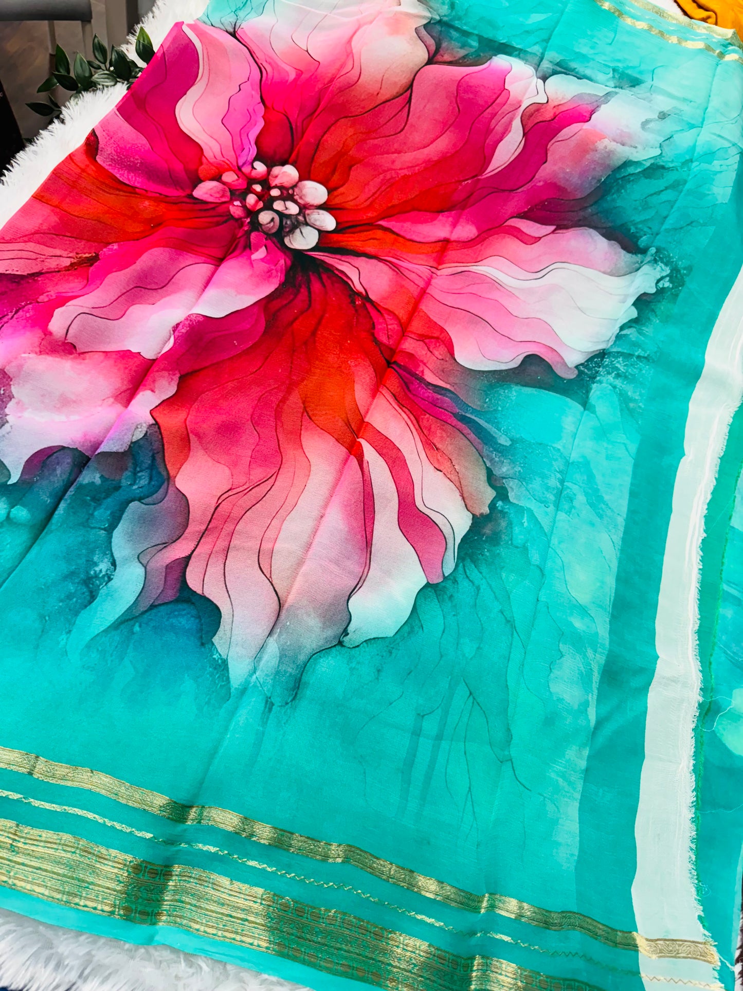 Pure chiffon digital print saree-SR1150A