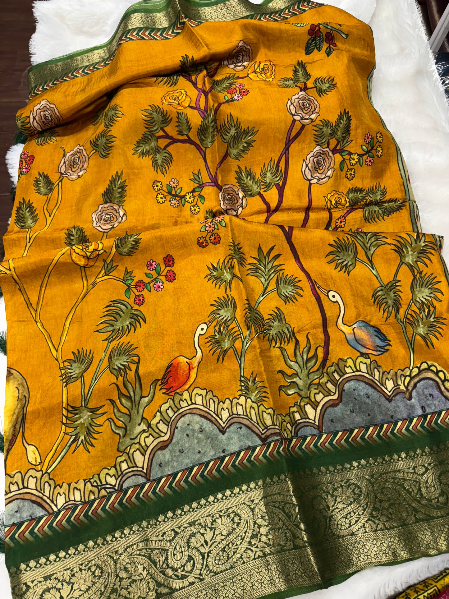 Kanchi crepe silk Kalamkari saree-SR1166D
