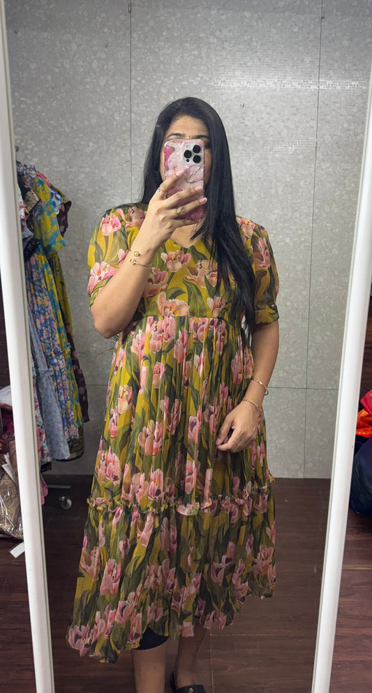 Chiffon printed frock -SRF1056C