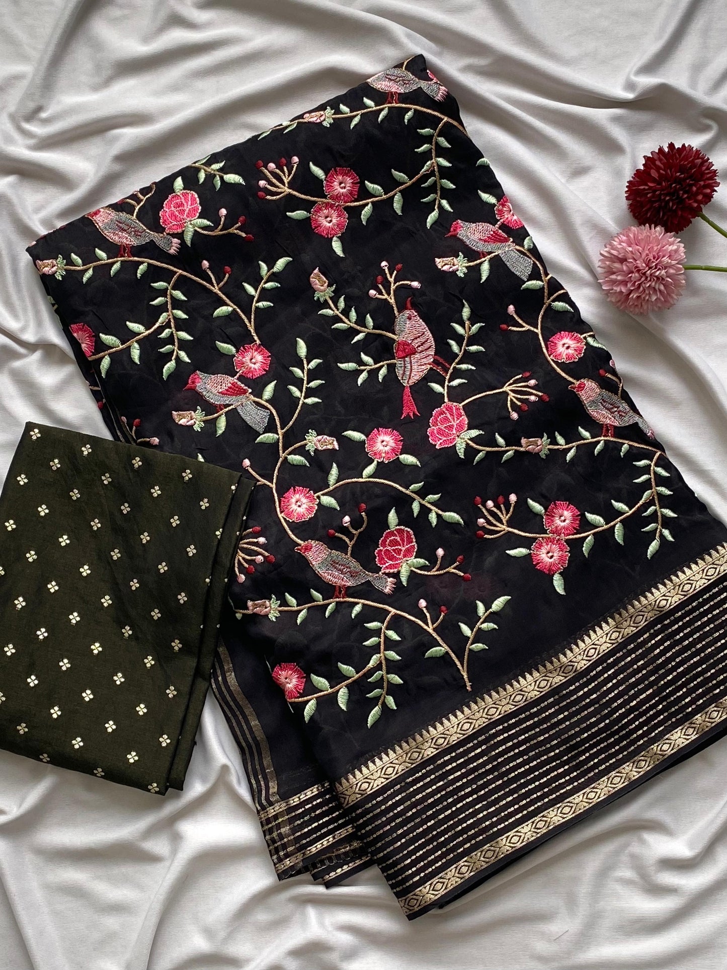 H.O silk saree-SR1063G