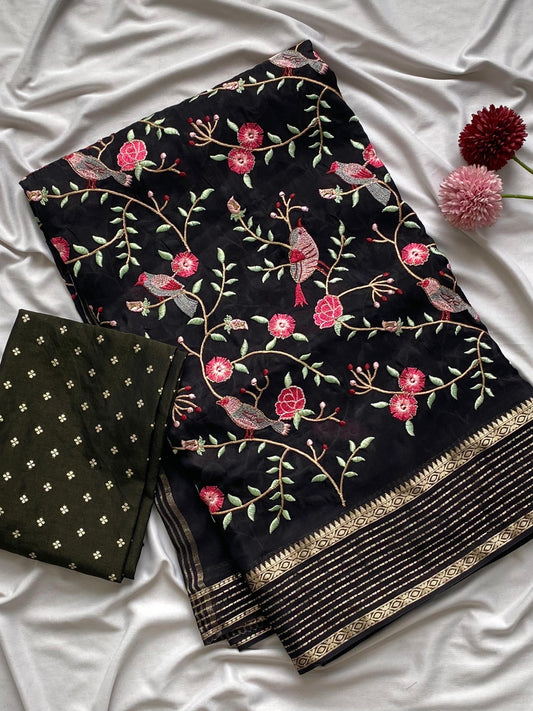 H.O silk saree-SR1063G