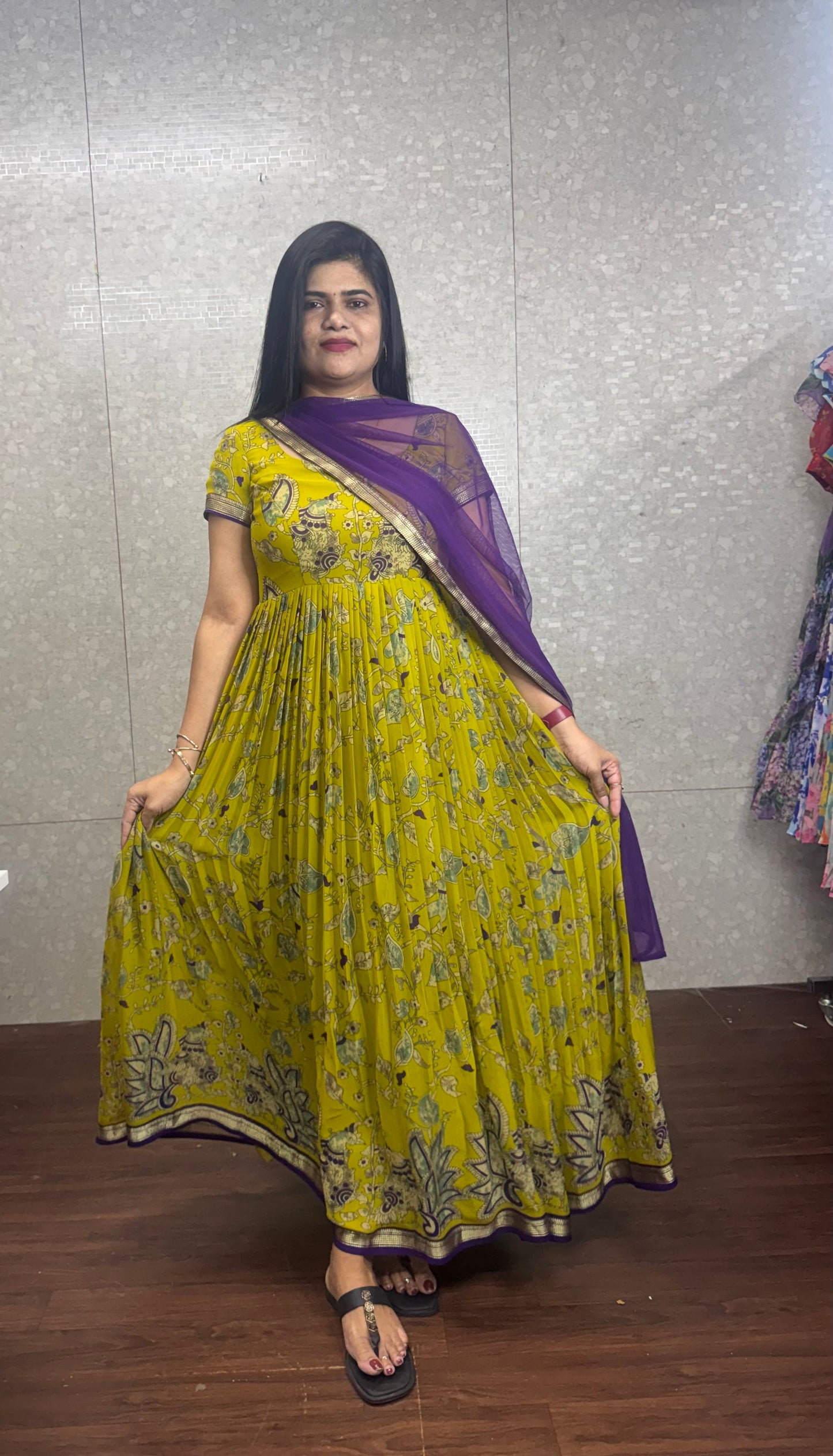 Georget Kalamkari Anarkali-SRA022A