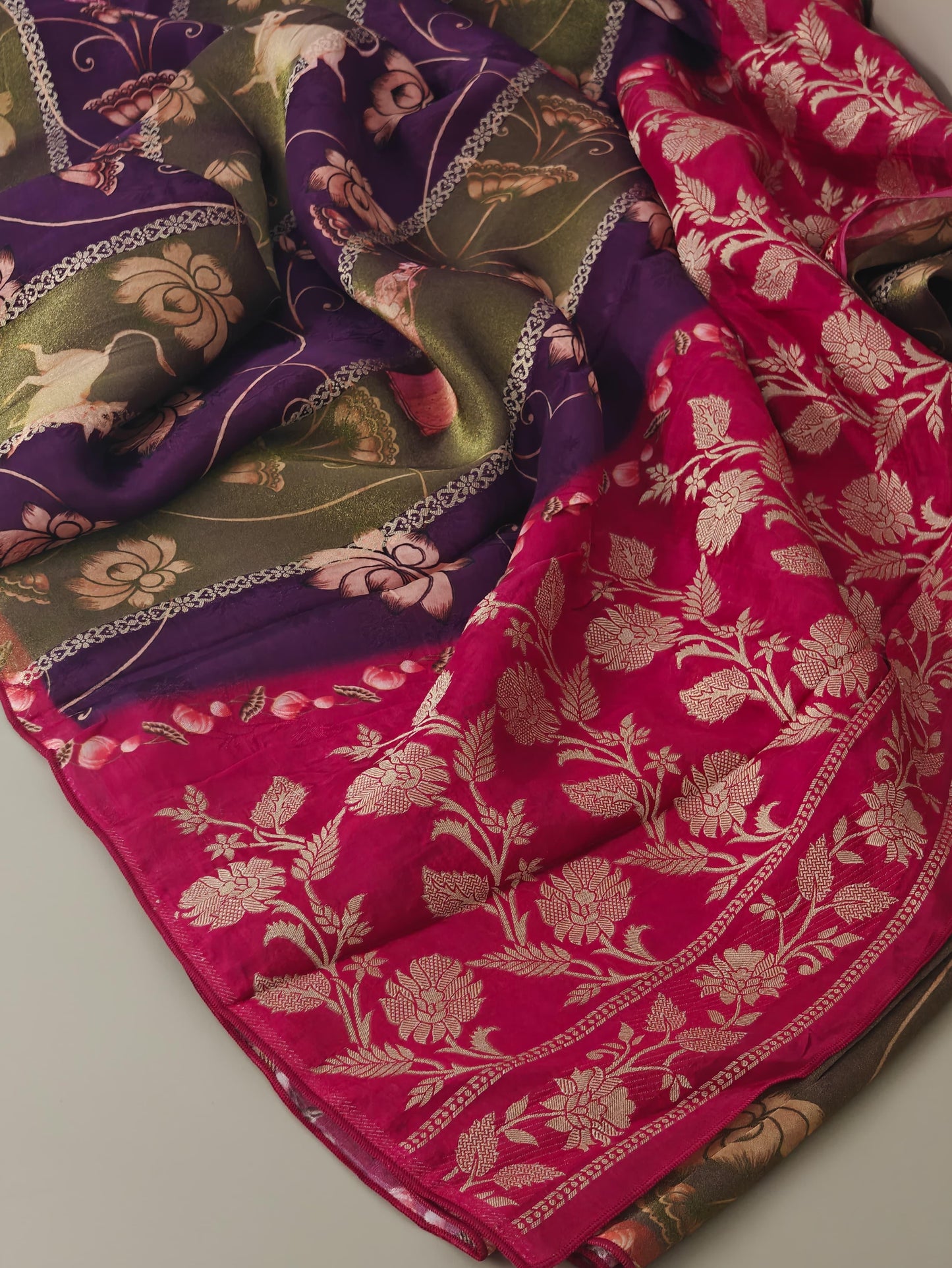 Tissue silk Kalamkari saree-SR1037