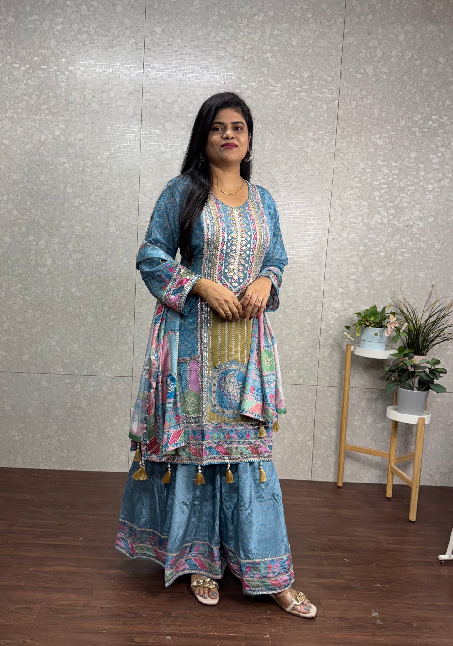 Pure crepe silk sharara-SRS018