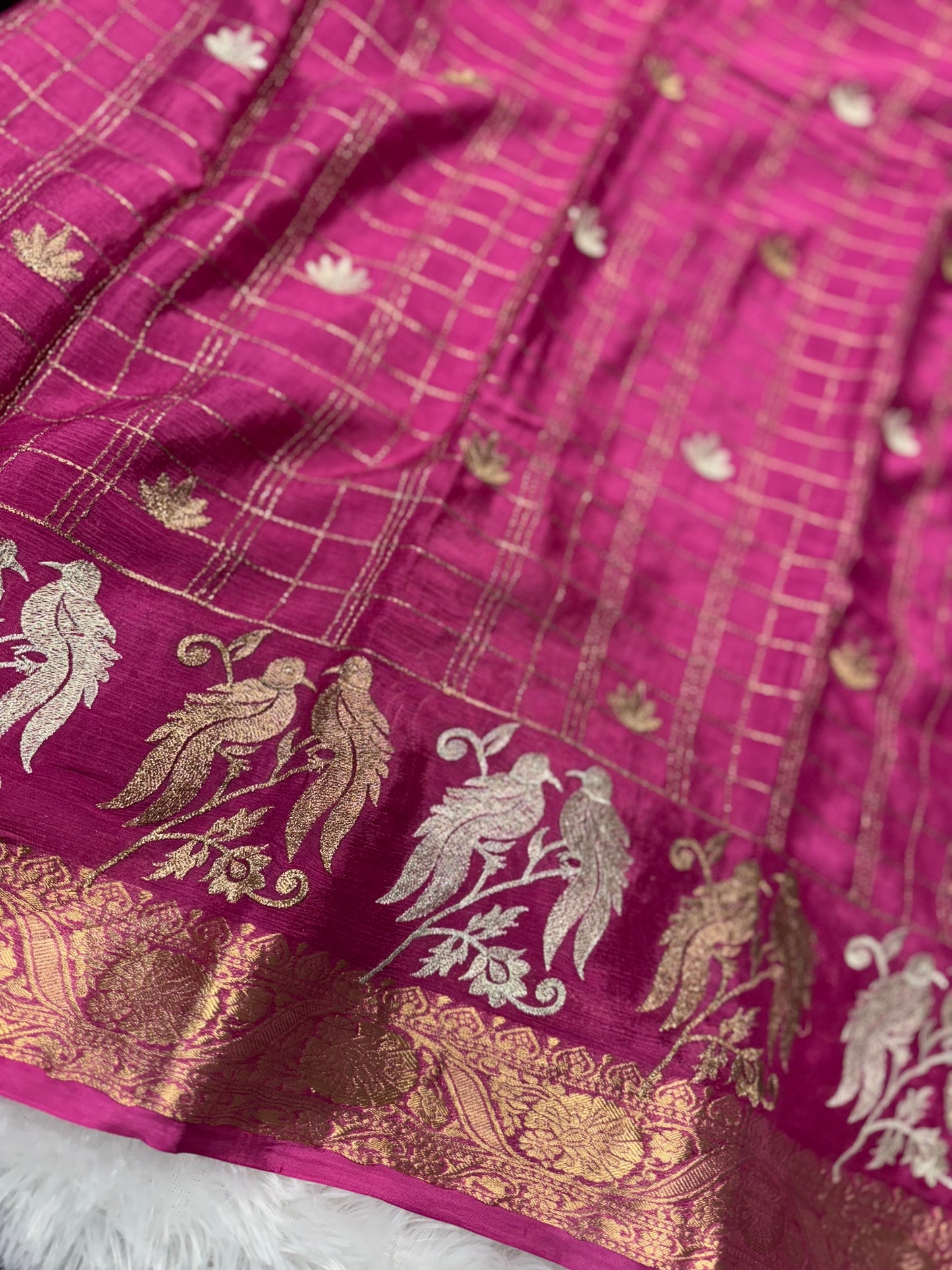 Pure Chinnon zari checks saree-SR1105I