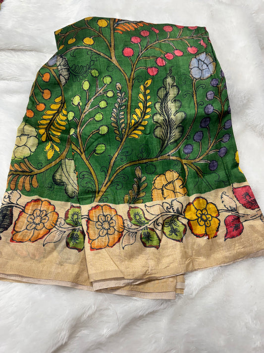 Tassar crepe silk Kalamkari-SR1180B