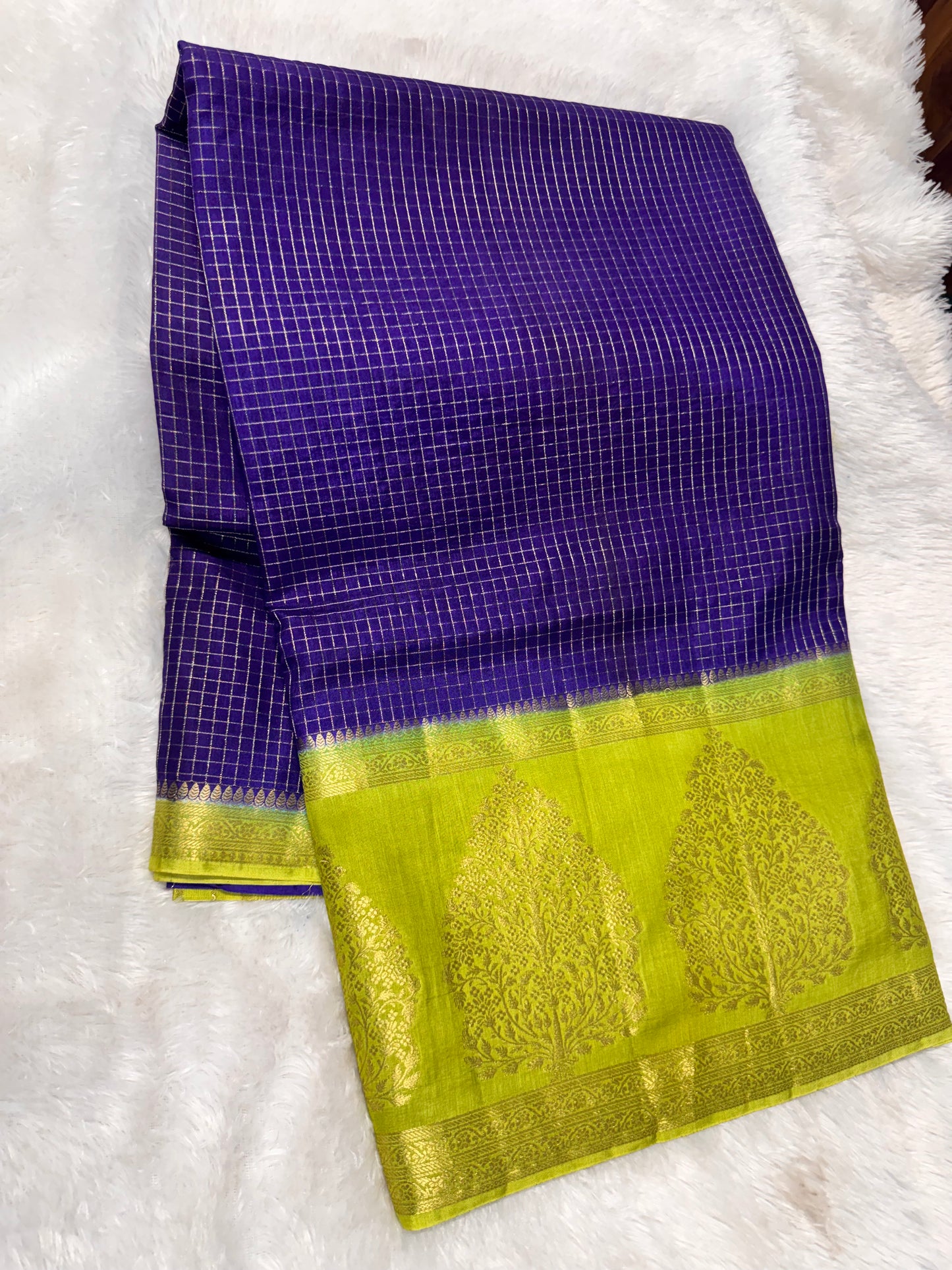 Mango Pattu vintage checks saree-SR1276H
