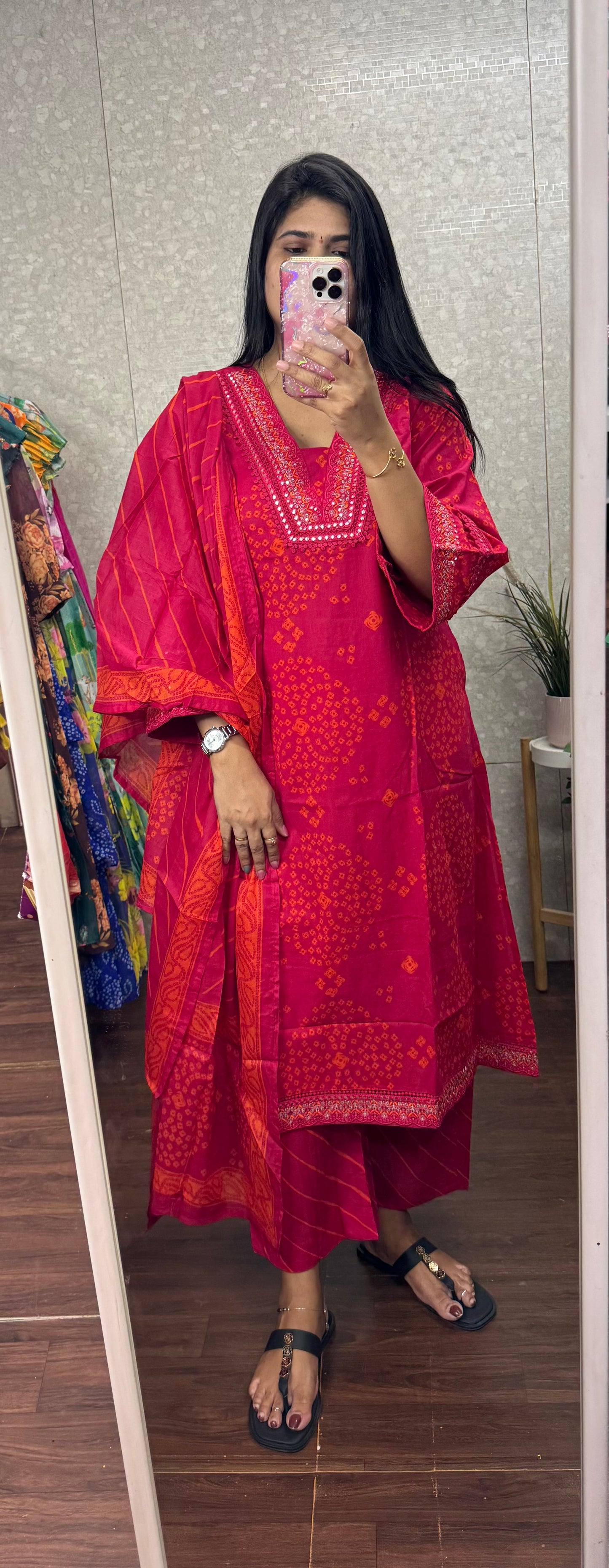 Bandhini lehariya fusion dress-SRS059F