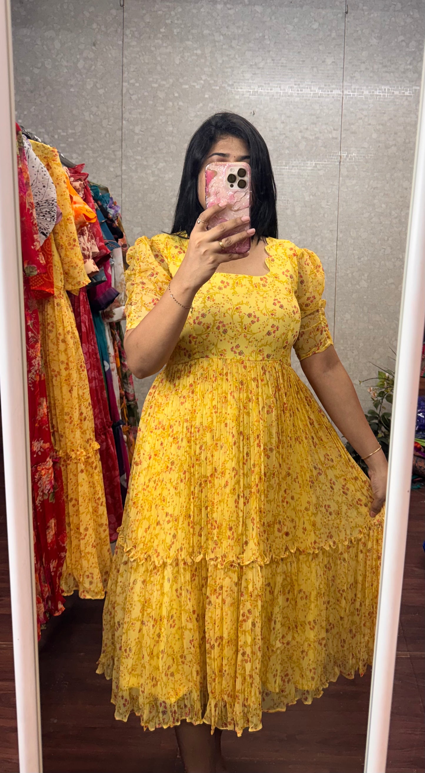 Chiffon printed frock -SRF1070F