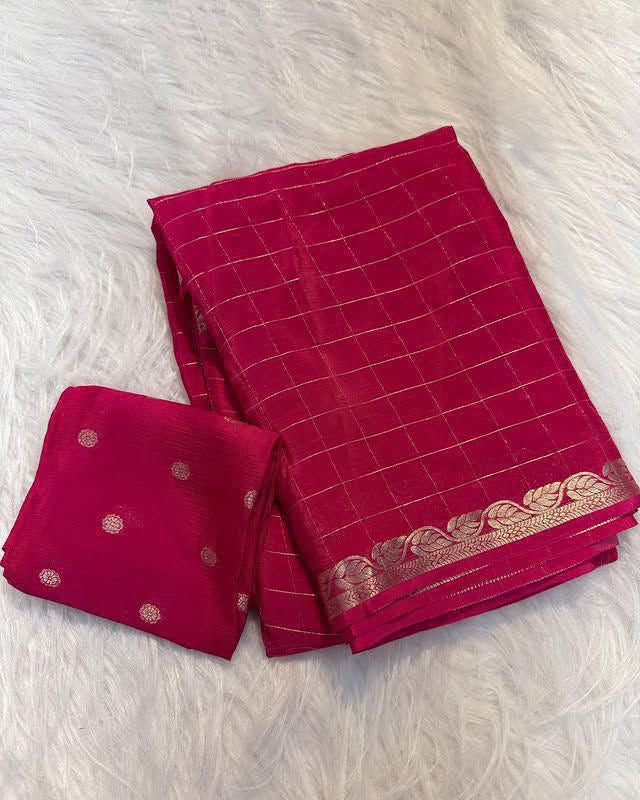 Viscose Georget checks sarees-SR1200D