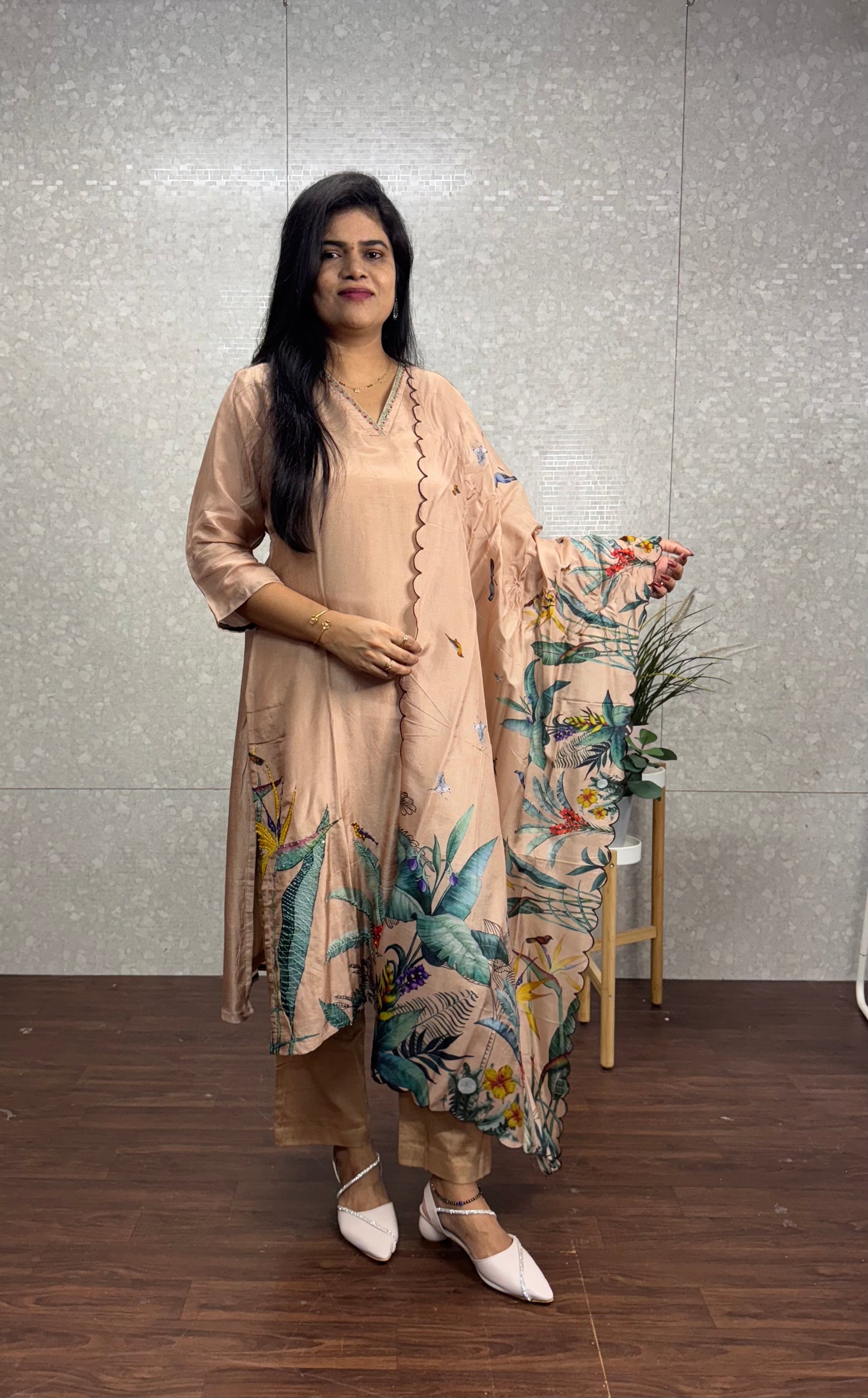 Pure Dola silk designer suit-SRS014