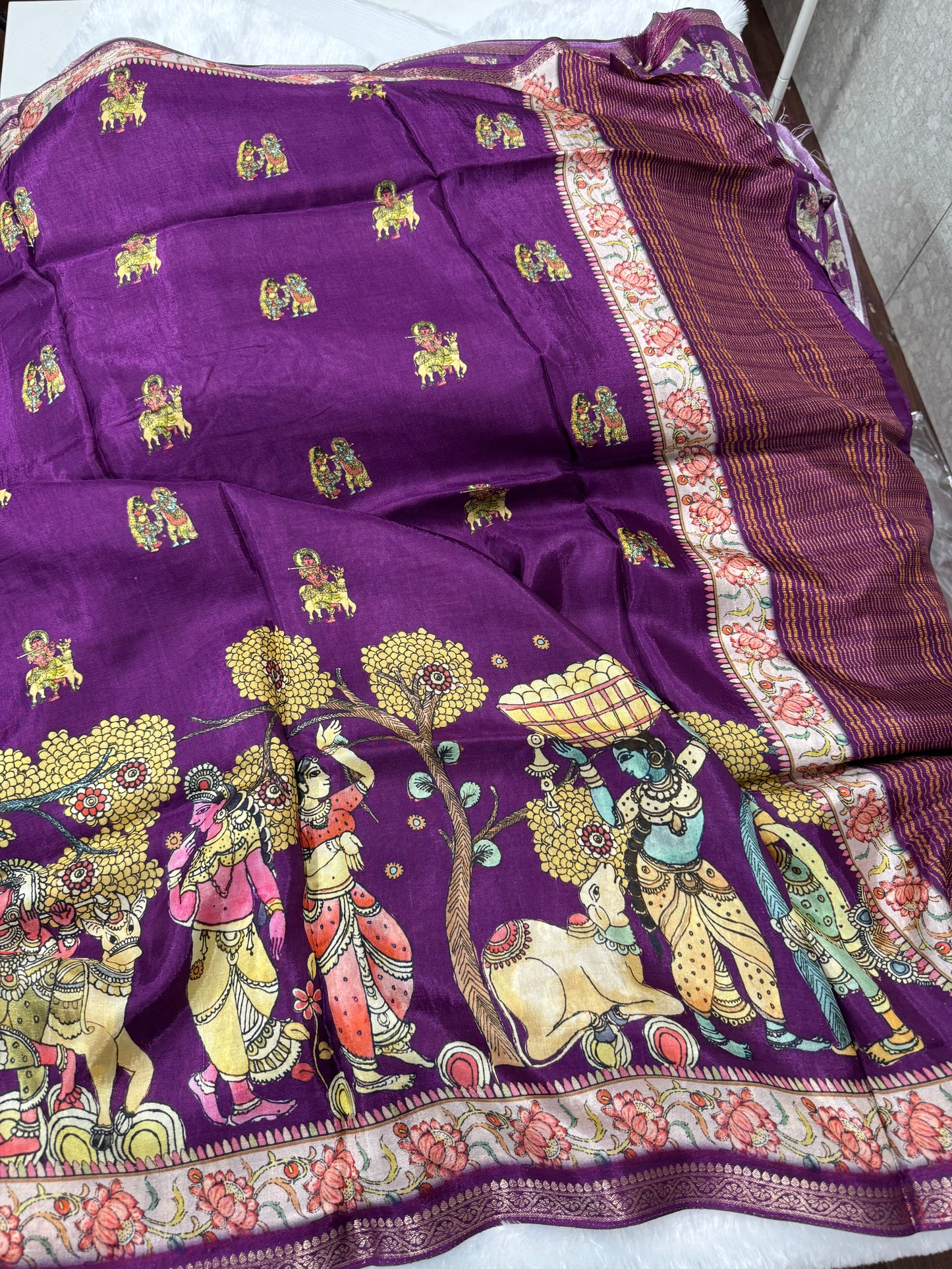 Kanchi crepe Kalamkari saree-SR1031E