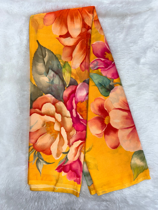 Soft chinnon digital print saree-SR1225E