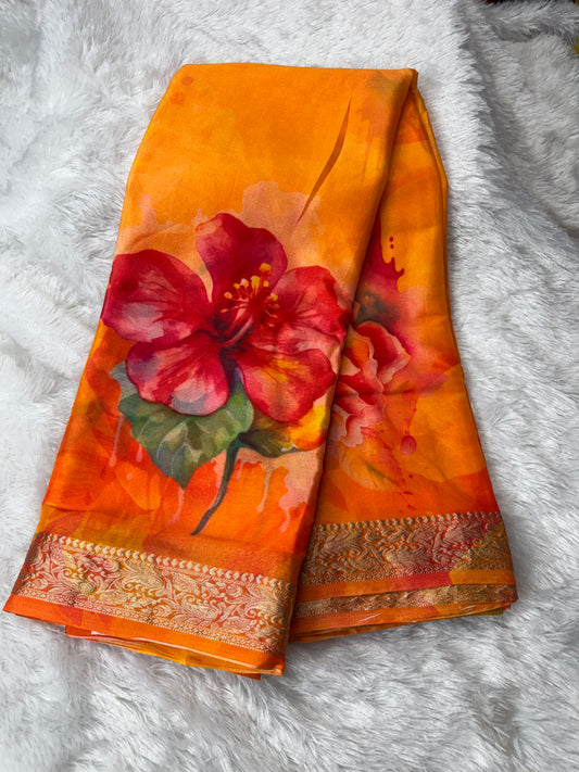 Chinnon digital print saree-SR1232K