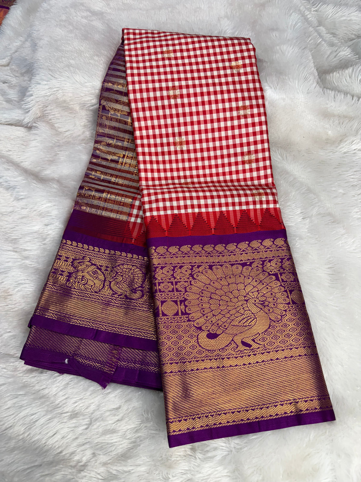 Soft Gadwal madras checks sarees-SR1325C