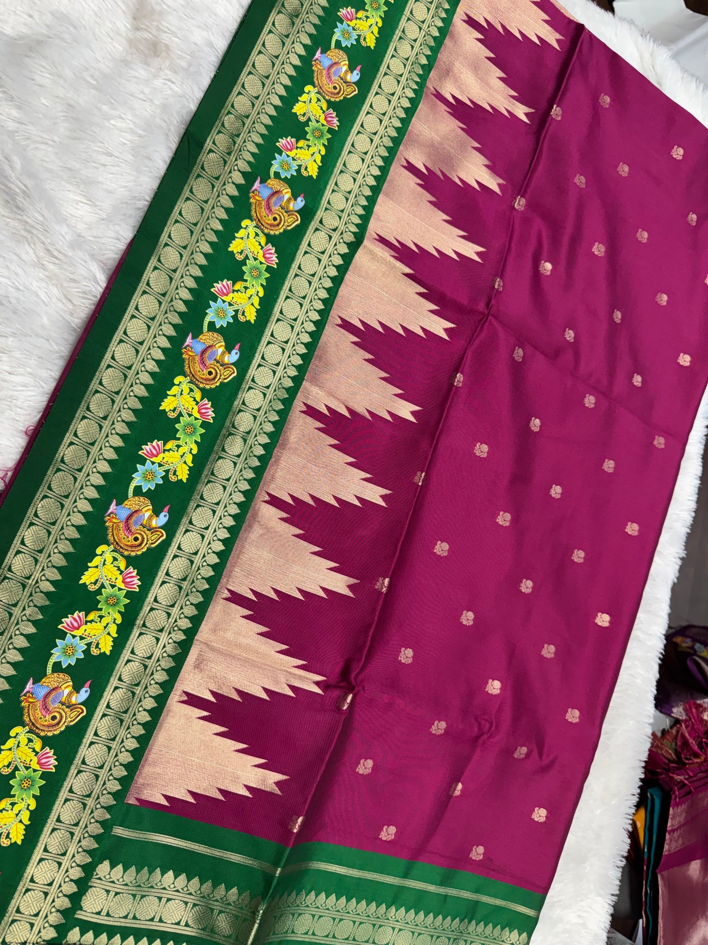 Fancy pattu saree Tanjore border-SR1202F