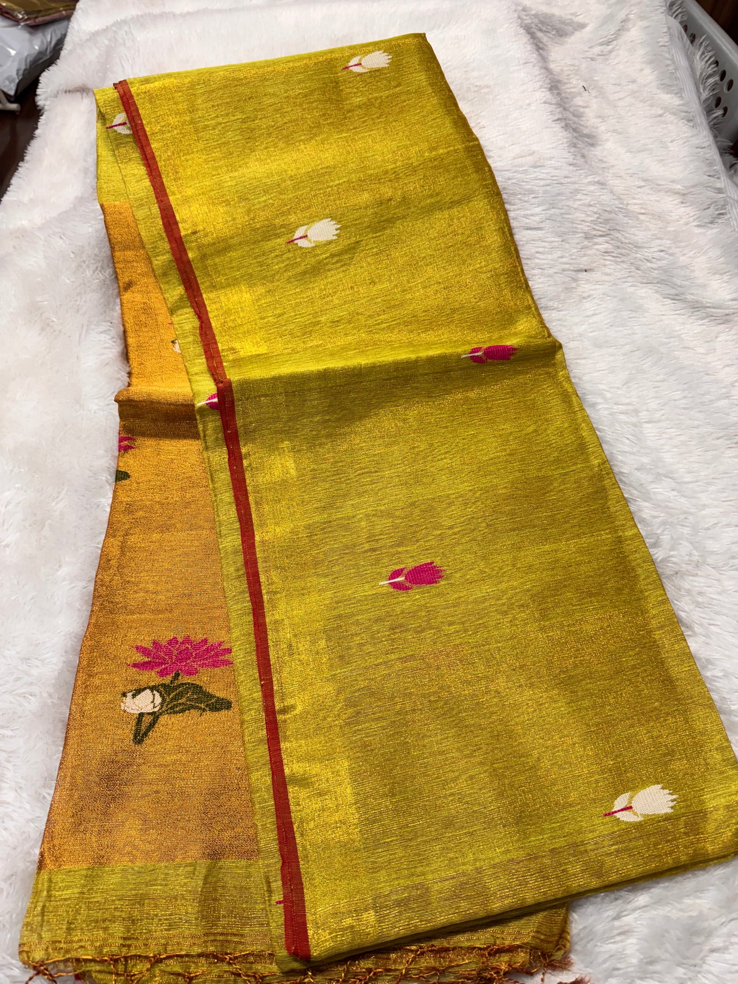 Linen tissue Jamdhani saree-SR1271Q