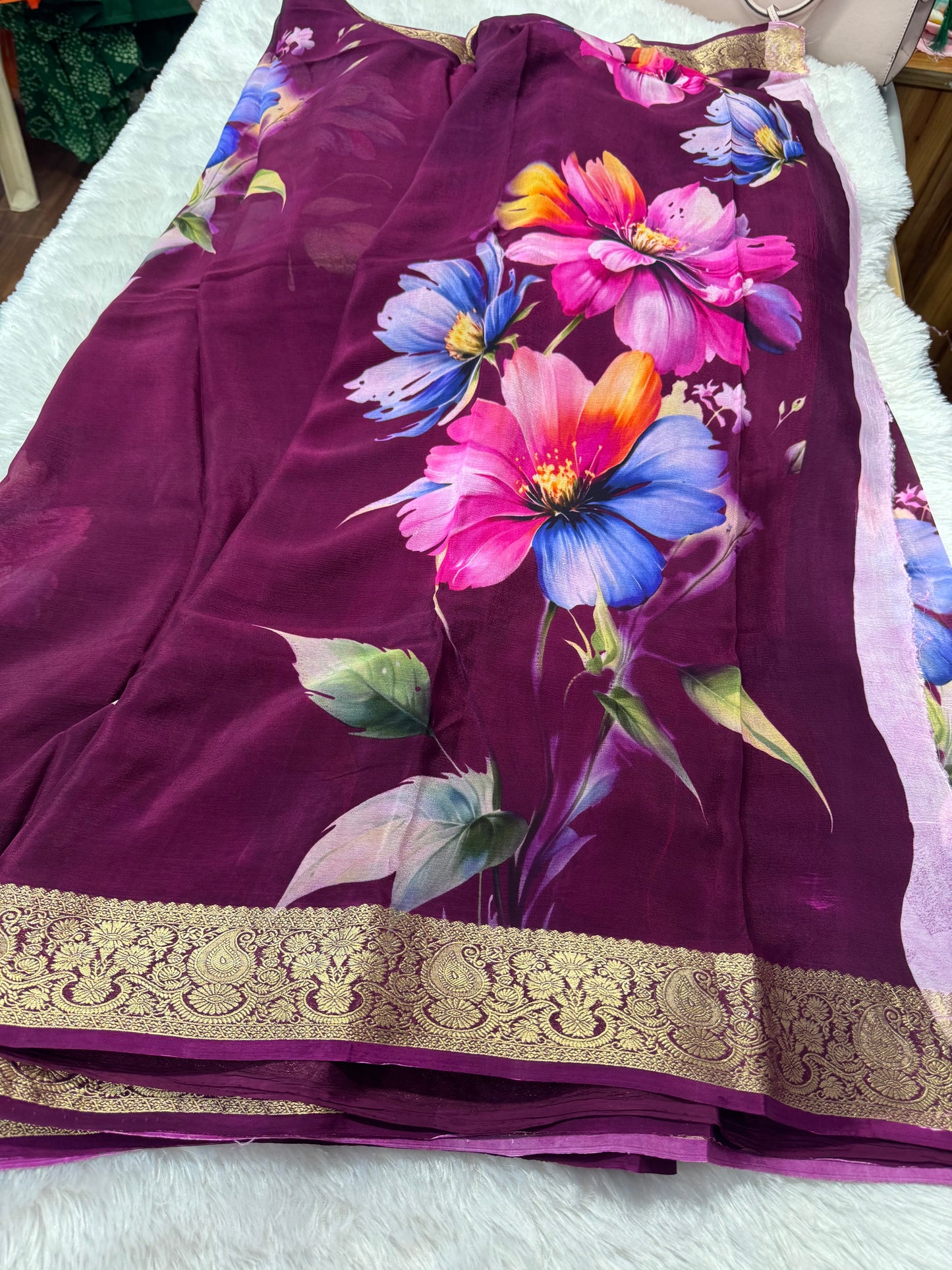 Pure chinnon digital print saree-SR1210A