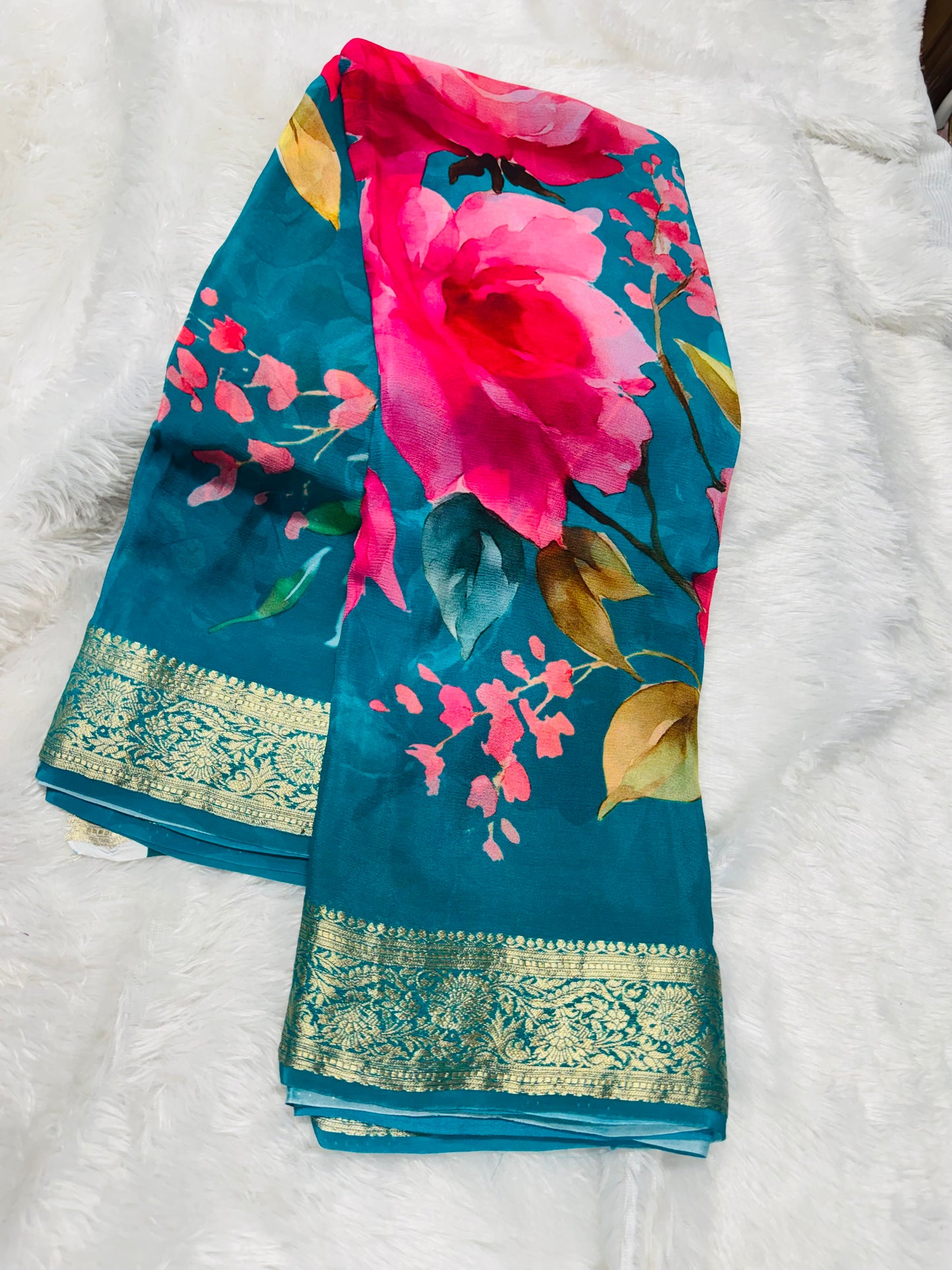 Pure chinnon digital print saree-SR1251D