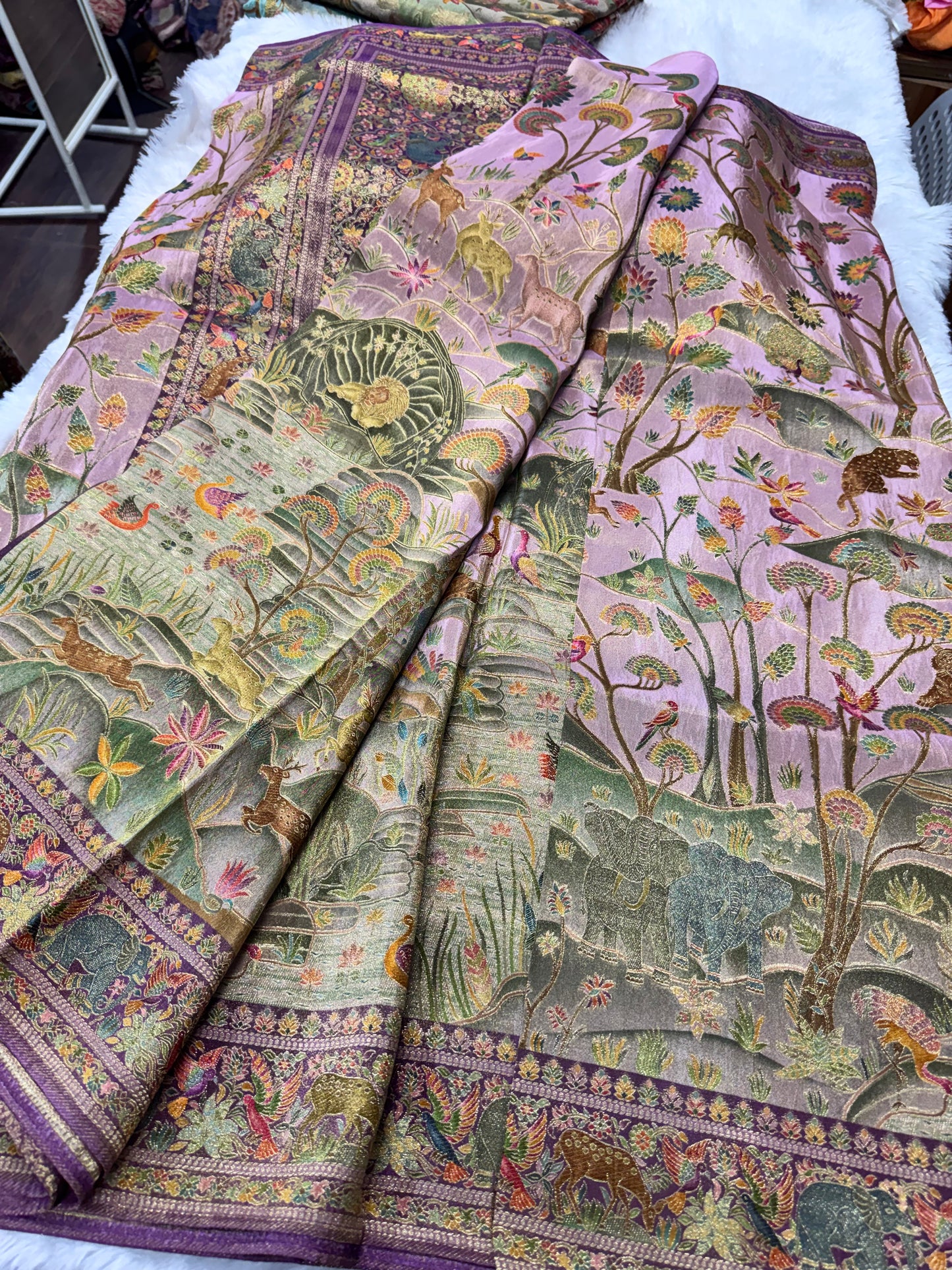 Pure pashmina saree-SR1270G