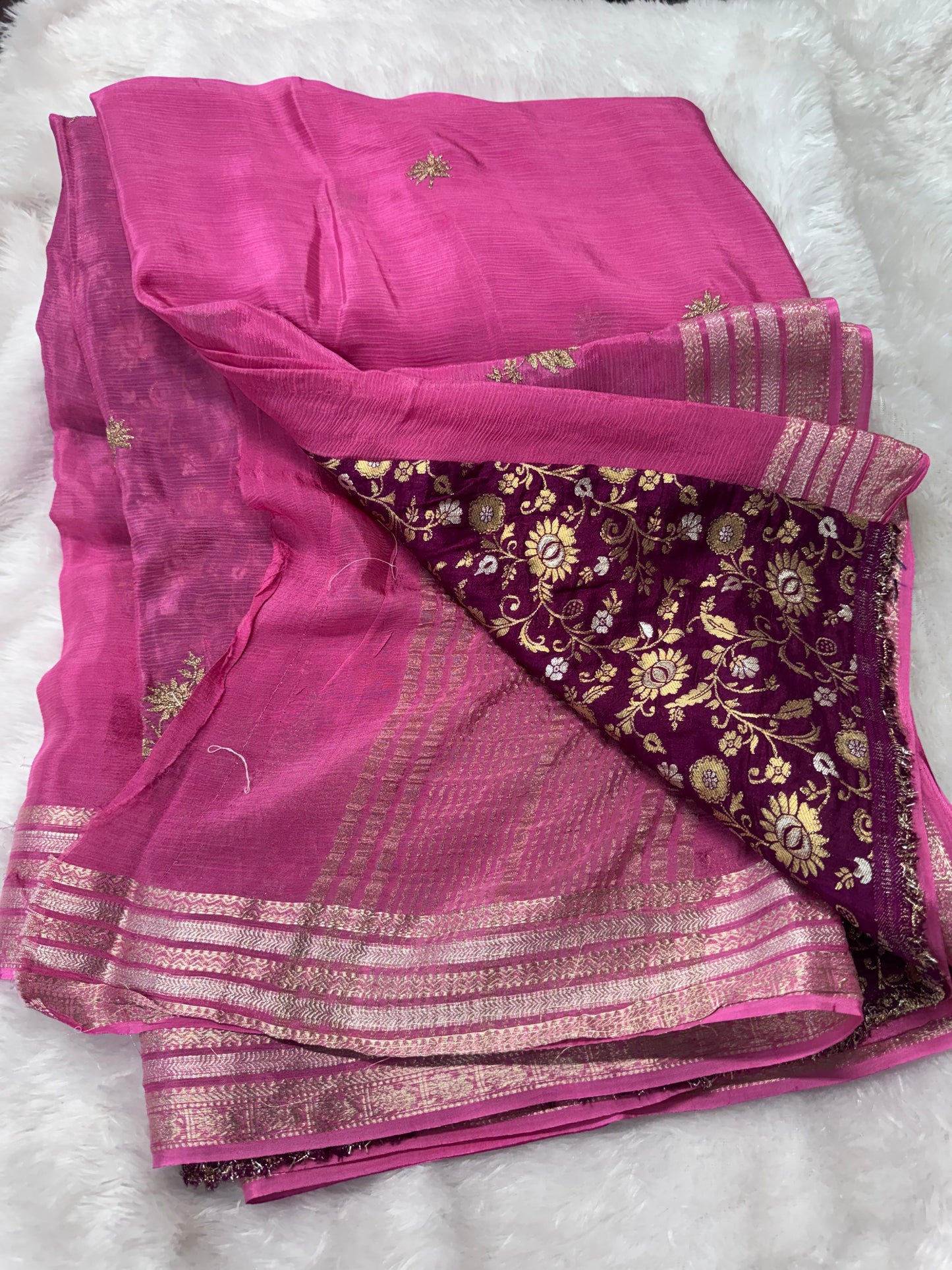 Pure chinnon fancy saree-SR1268E