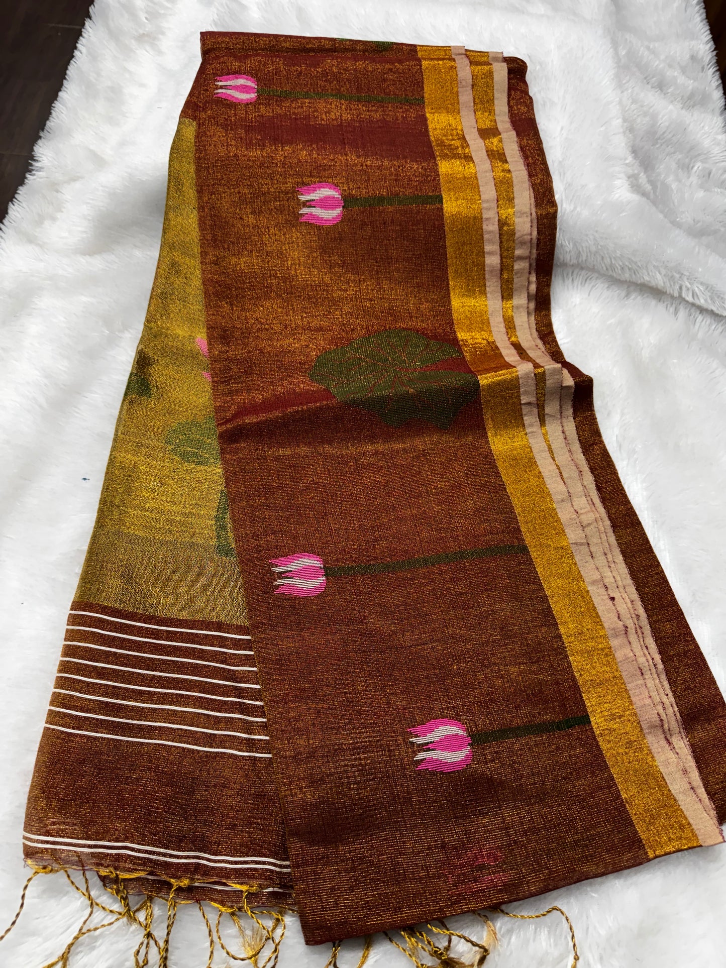Linen tissue Jamdhani saree-SR1224F