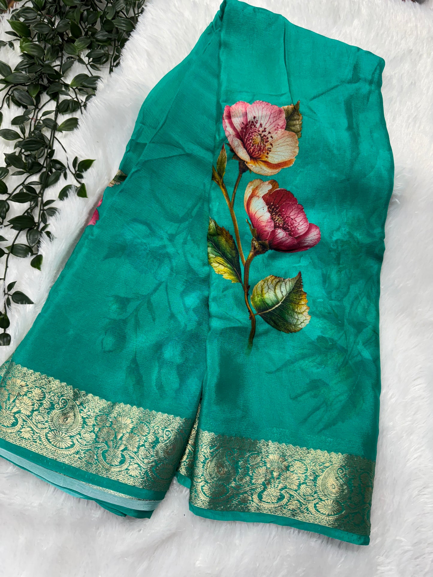 Pure Chinnon chiffon digital print saree-SR1149G