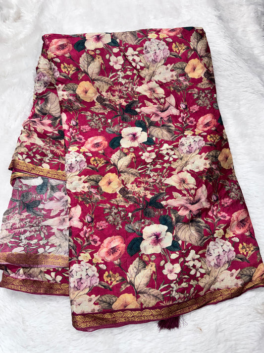Pure winkle crepe chiffon saree-SR1259B