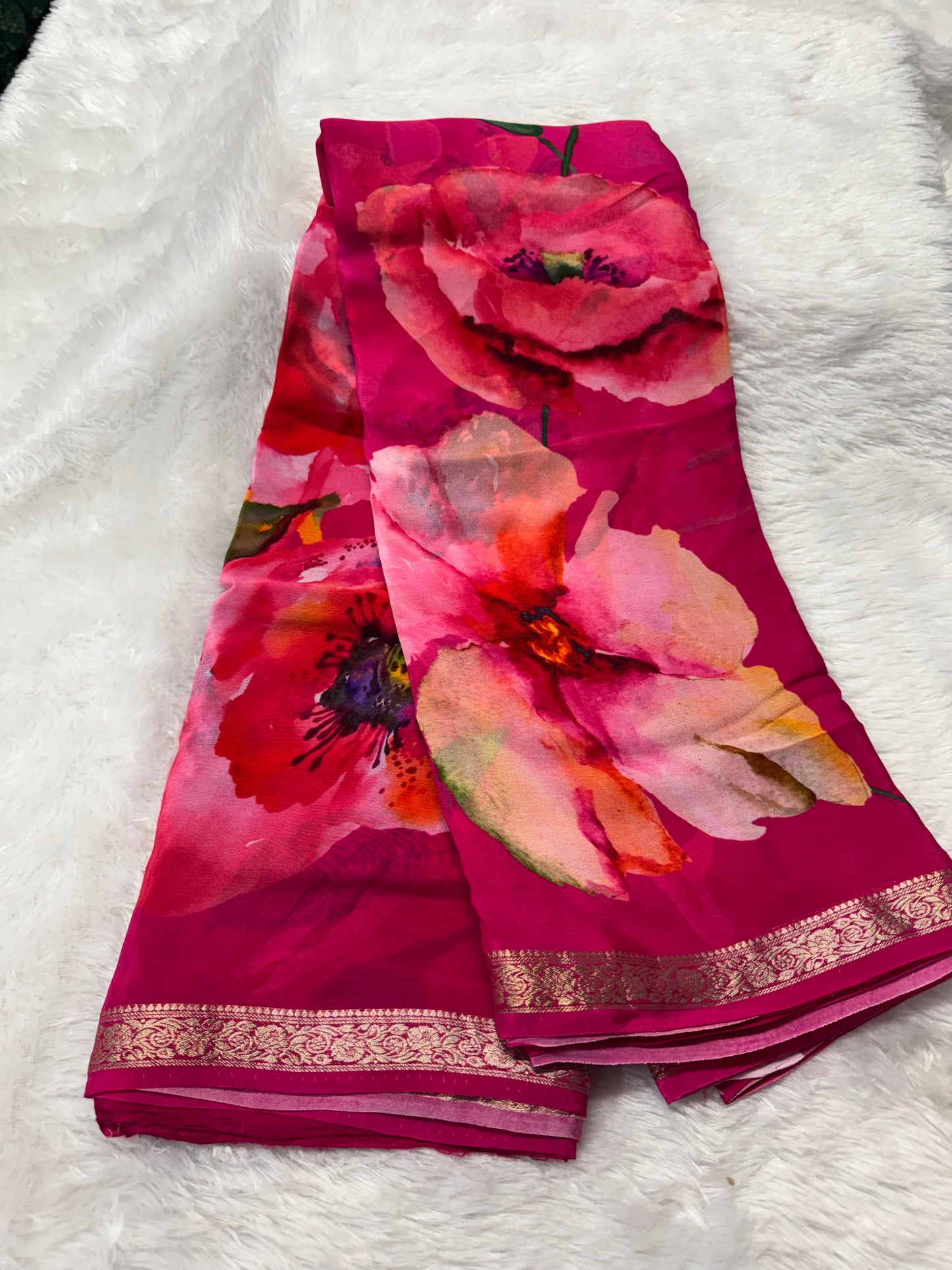 Pure chinnon digital print saree-SR1211A