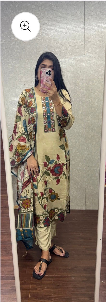 Dola silk Kalamkari suit-SRL002