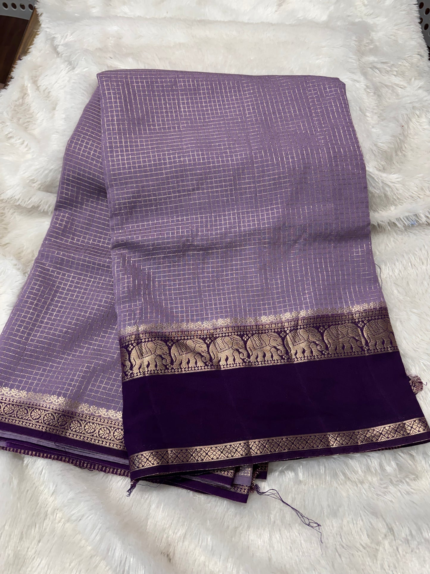 Vintage georget checks saree-SR1242A