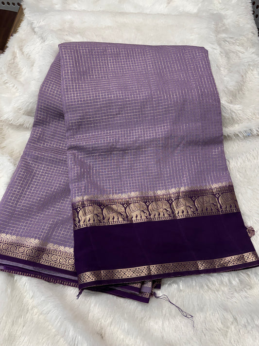 Vintage georget checks saree-SR1242A