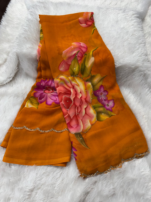Georget floral cocktail saree-SR1219B