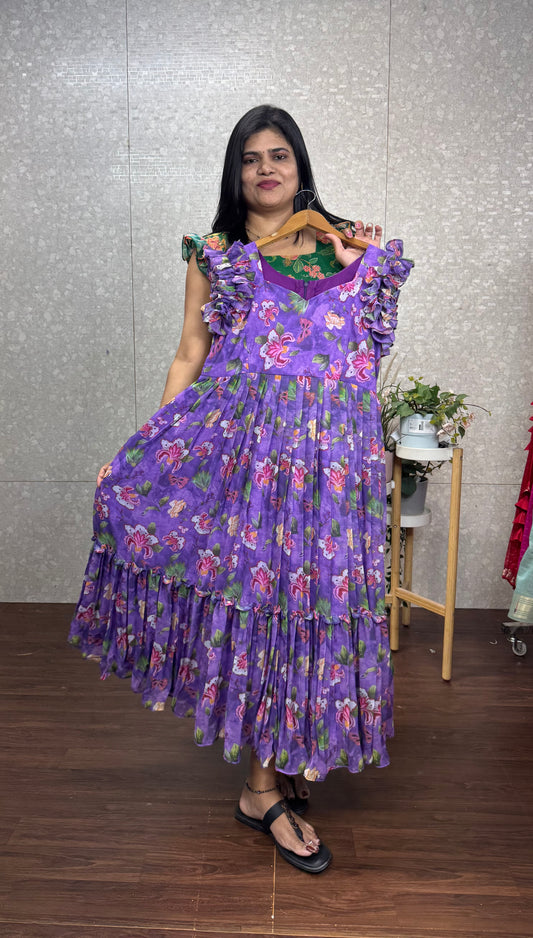 Chiffon digital print frock -SRF1050A