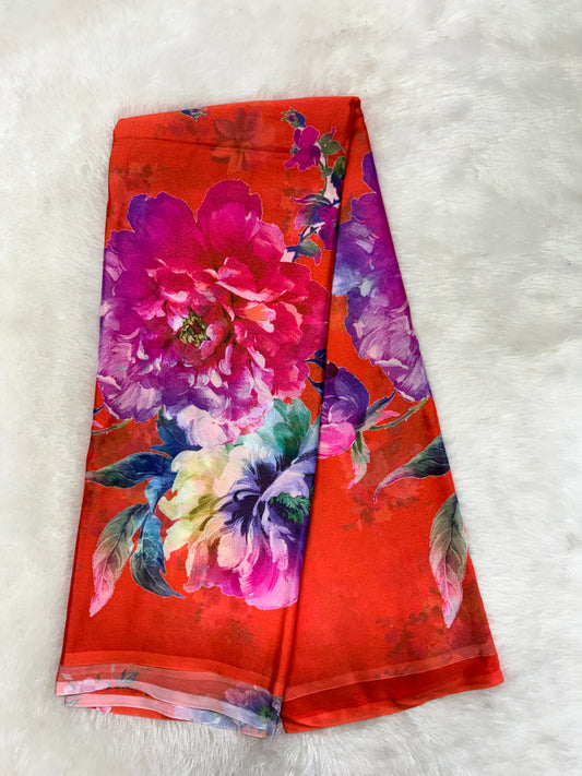 Soft chinnon digital print saree-SR1225A
