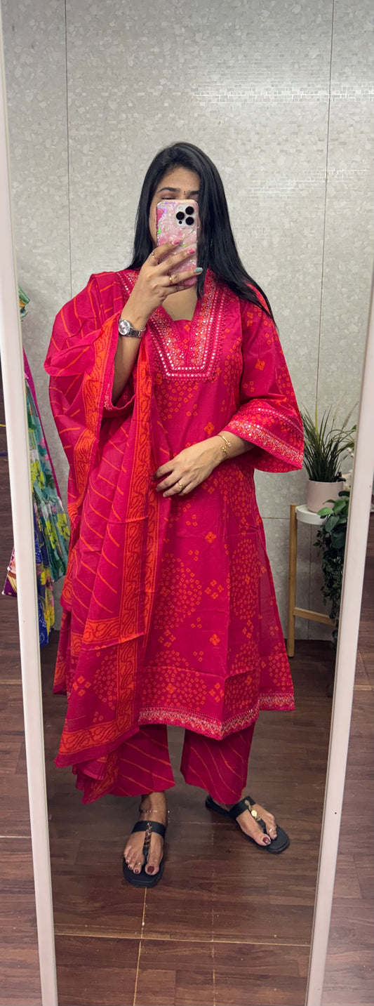 Bandhini lehariya fusion dress-SRS059F