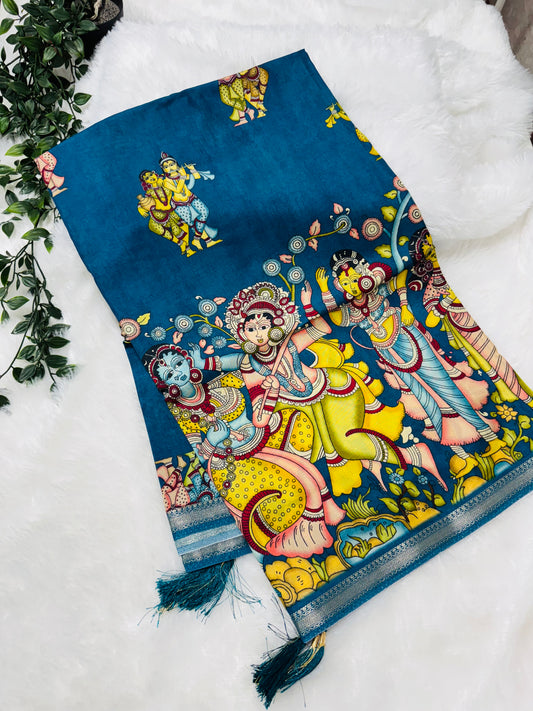Kanchi crepe Kalamkari saree-SR1031D