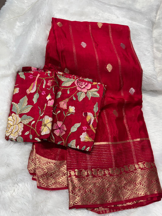 Pure chinnon silk sarees-SR1179L