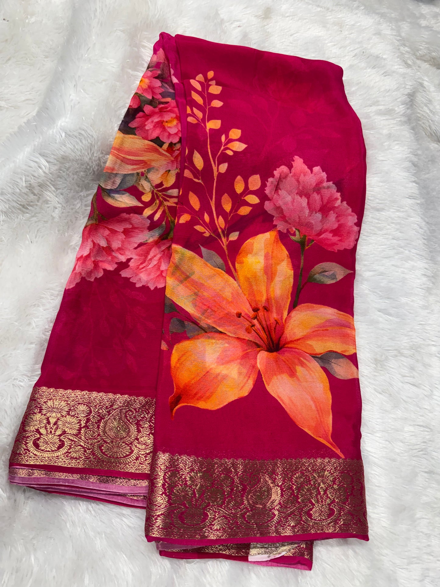 Pure chinnon digital print saree-SR1251B