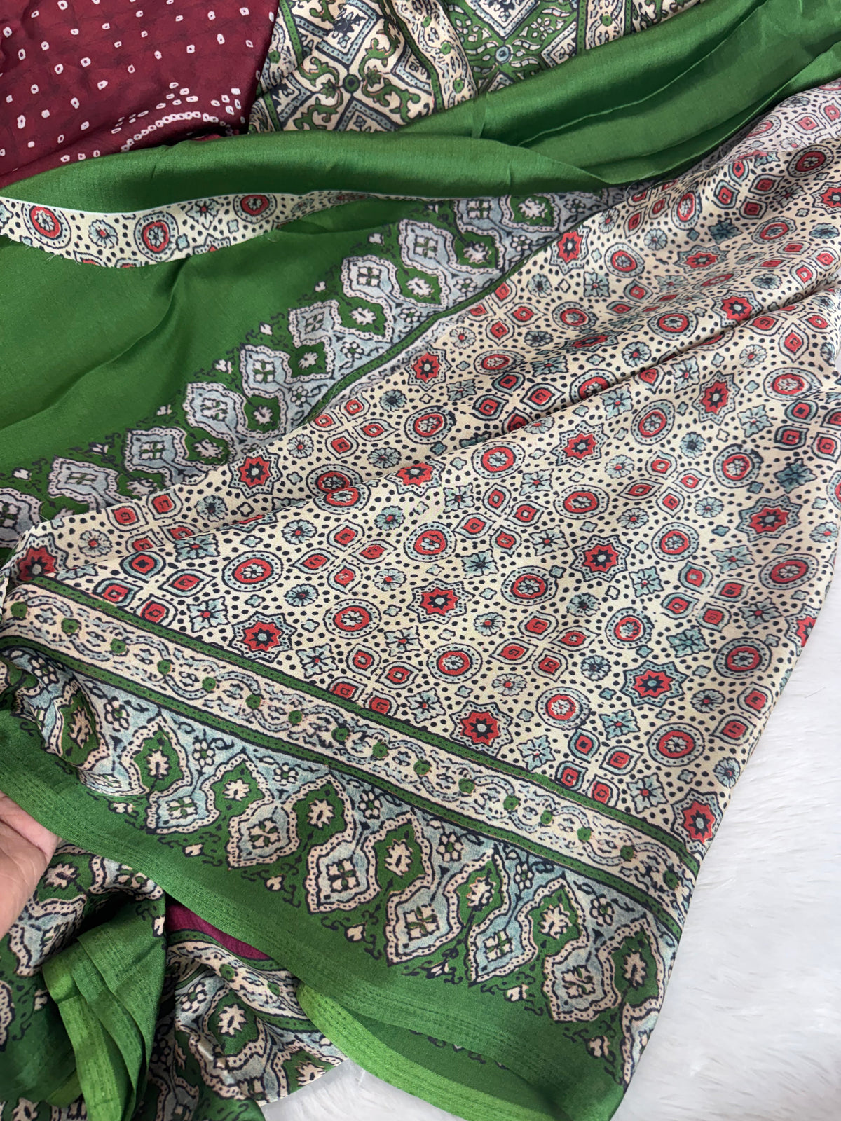 Mulberry silk ajrakh saree-SR1309F