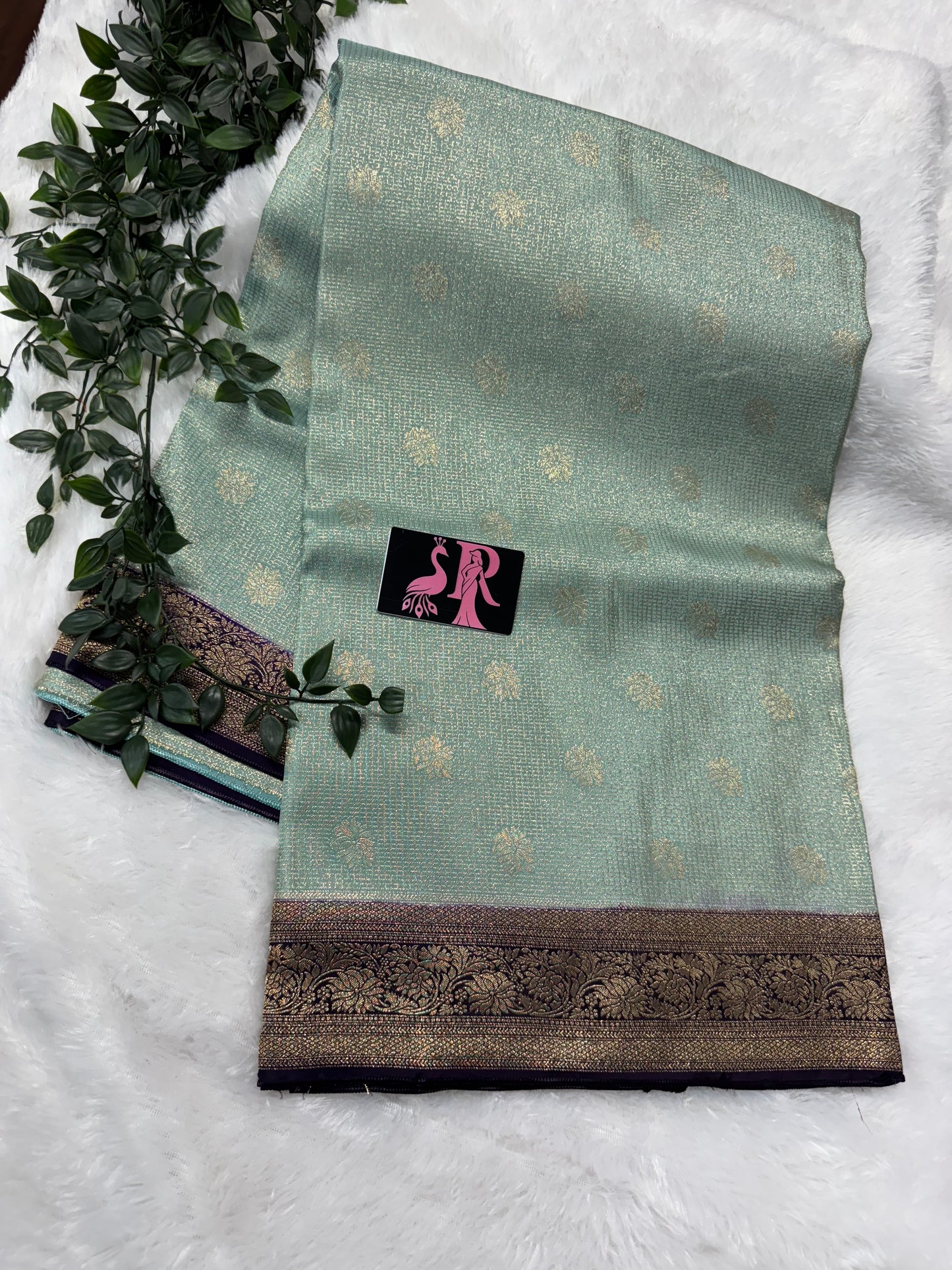 Vintage zari checks-SR1079G