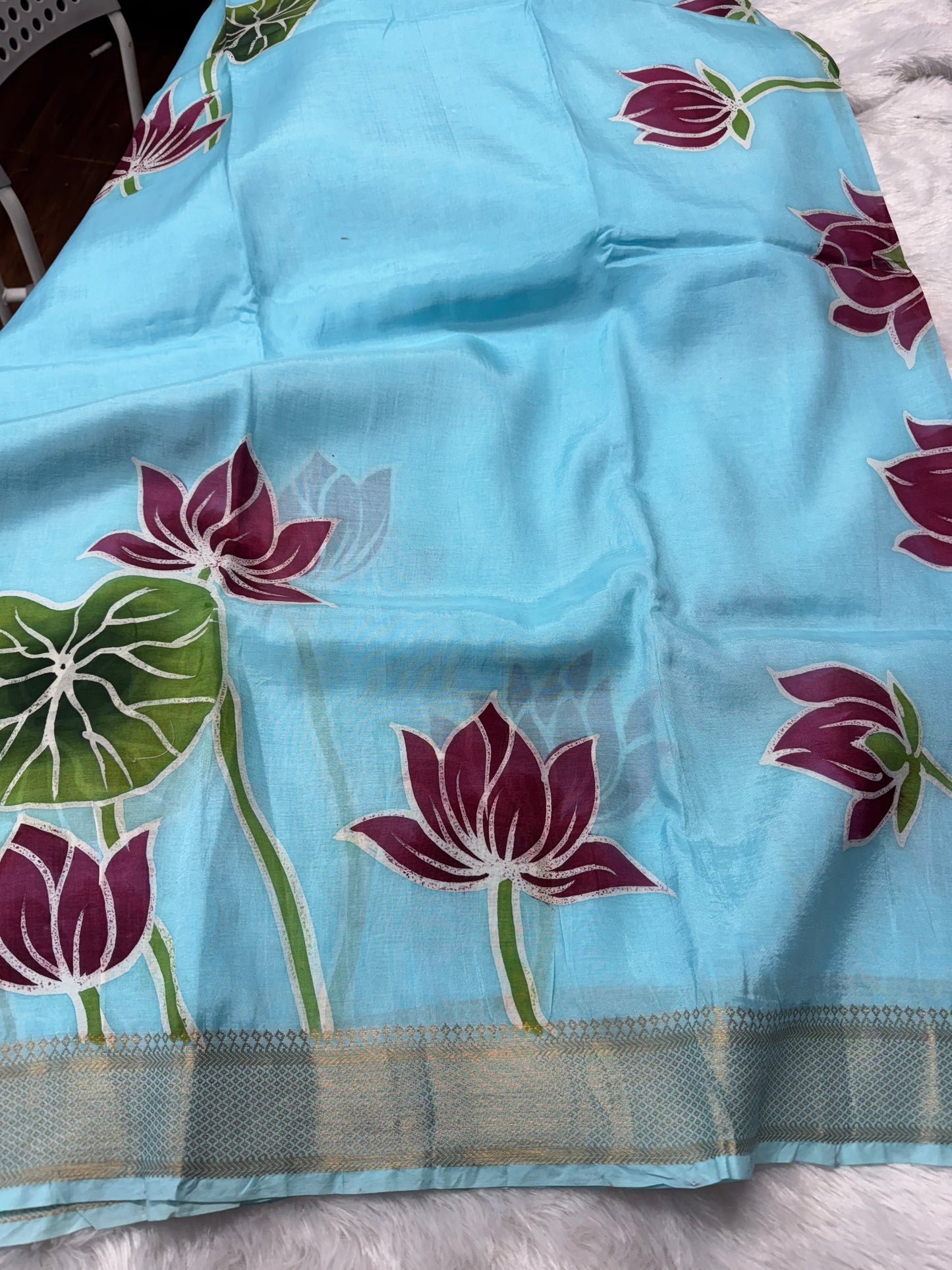 Mangalagiri pattu digital print saree-SR1169B