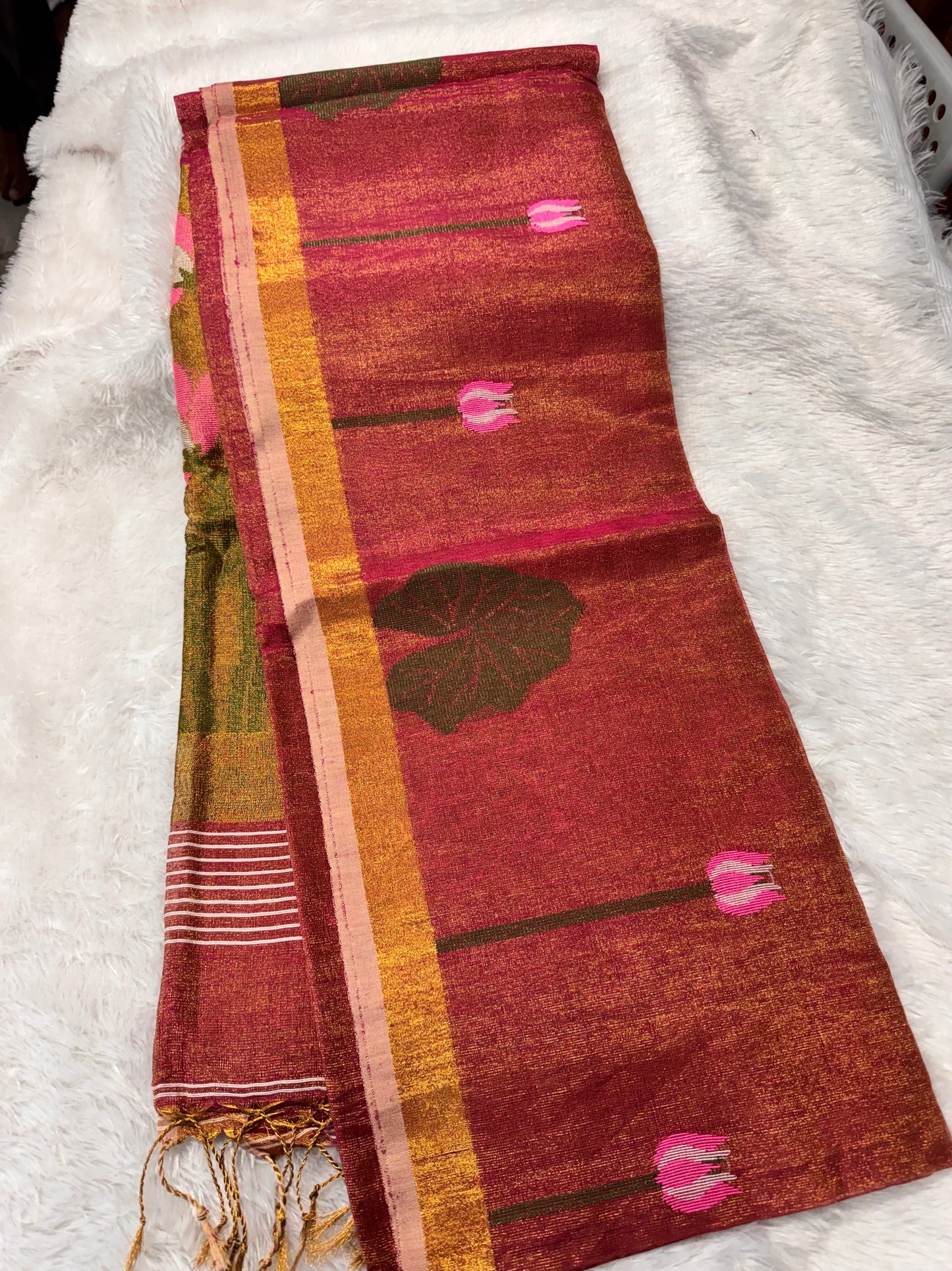 Linen tissue Jamdhani saree-SR1271J