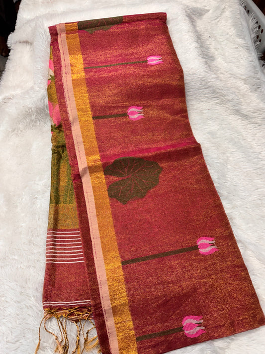 Linen tissue Jamdhani saree-SR1271J