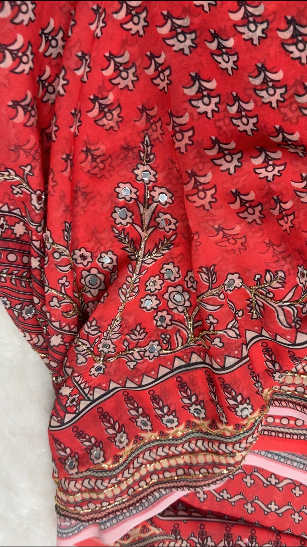 Georget mirror work saree-SR1214D