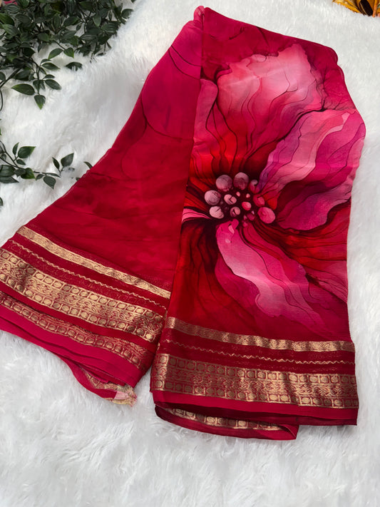 Pure chiffon digital print saree-SR1150B
