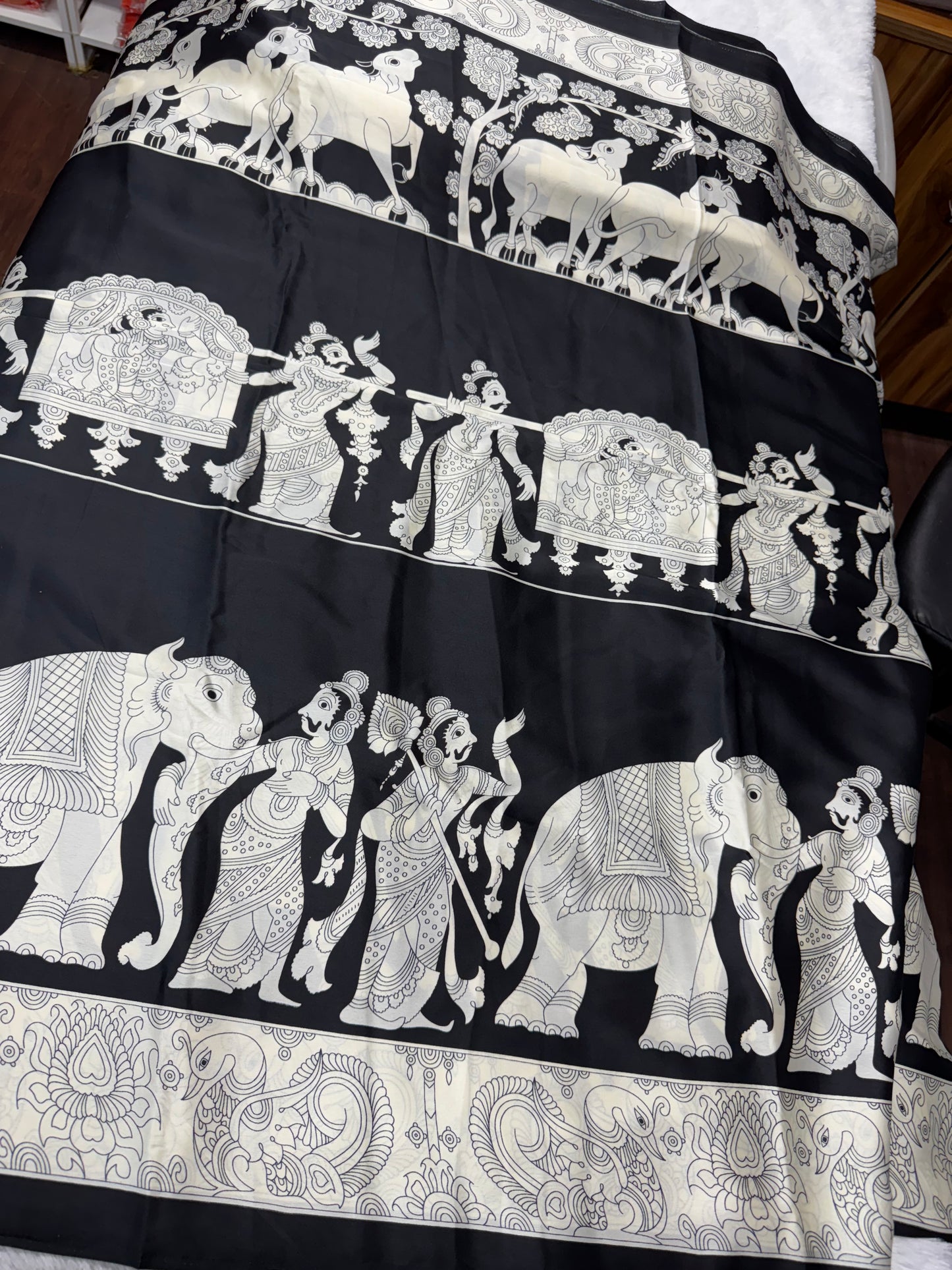 Satin Kalamkari Saree-SR1008