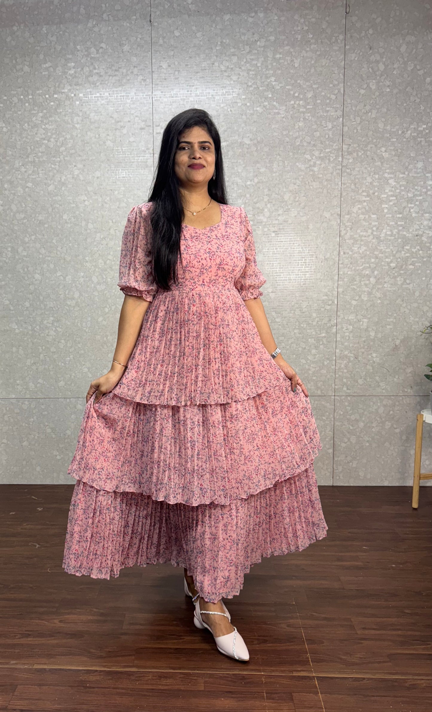 Georget printed frock-SRF1027G