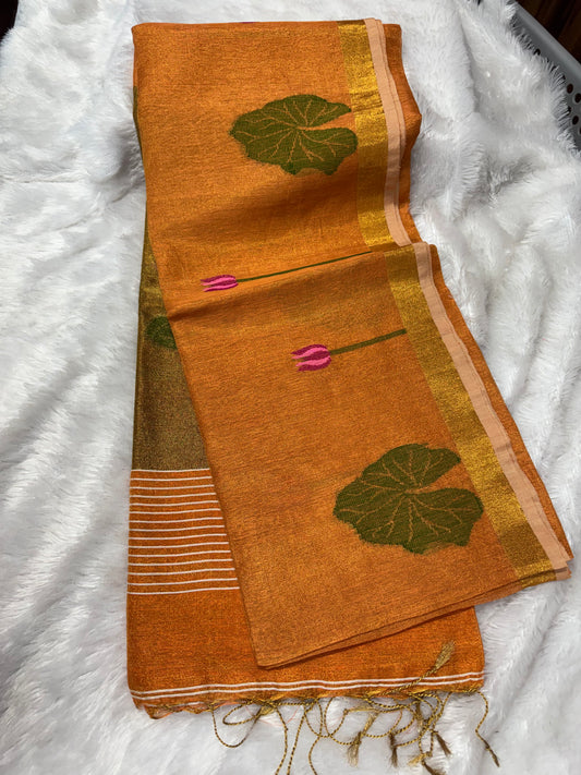 Tissue linen Jamdhani saree-SR1228G